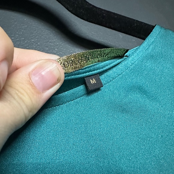 NWOT Kobi Halperin Lois Silk Blend Puff Shoulder Blouse Teal M - Picture 4 of 9